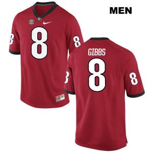 Men's Georgia Bulldogs NCAA #8 DeAngelo Gibbs Nike Stitched Red Authentic College Football Jersey BOH4854JC